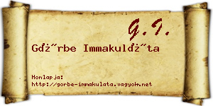 Görbe Immakuláta névjegykártya